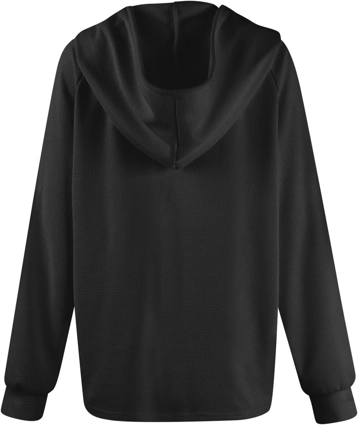 Hoodies for Women Raglan Long Sleeve Waffle Knit Tops V Neck Button Down Shirts Fall Comfy Casual Pullover Sweaters