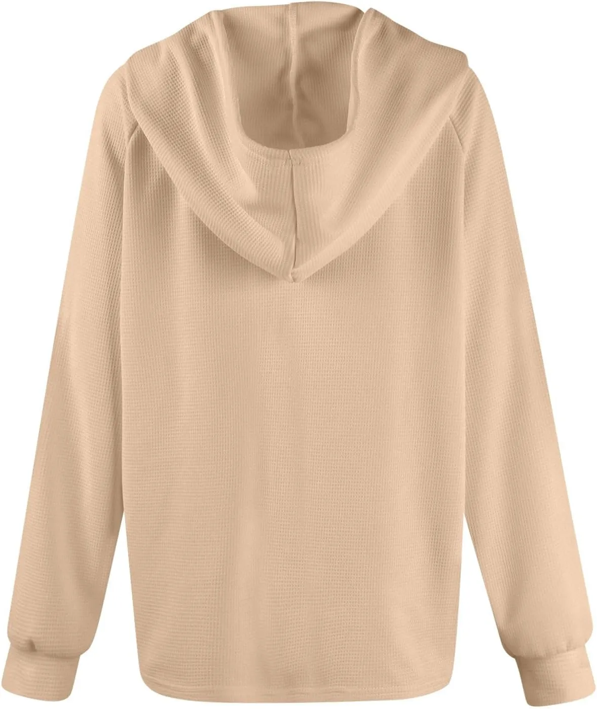 Hoodies for Women Raglan Long Sleeve Waffle Knit Tops V Neck Button Down Shirts Fall Comfy Casual Pullover Sweaters
