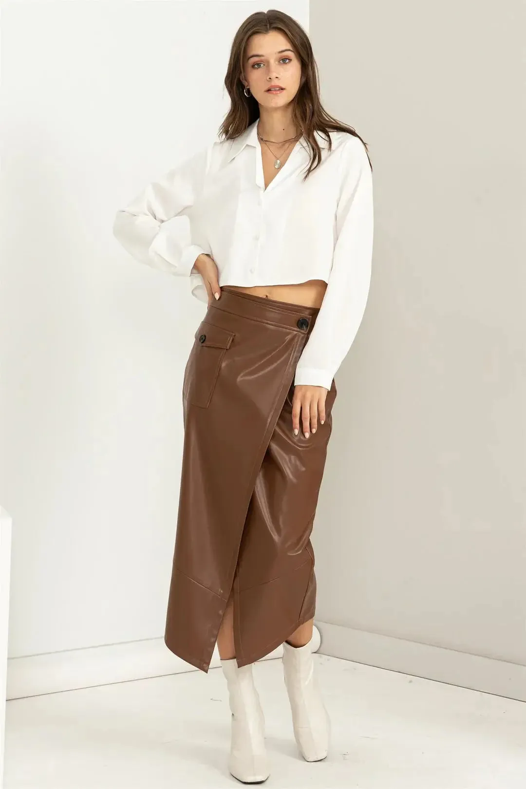 Hyfive Inc. Love Vibes High-Waisted Wrap Midi Skirt  Chic & Trendy Statement Piece