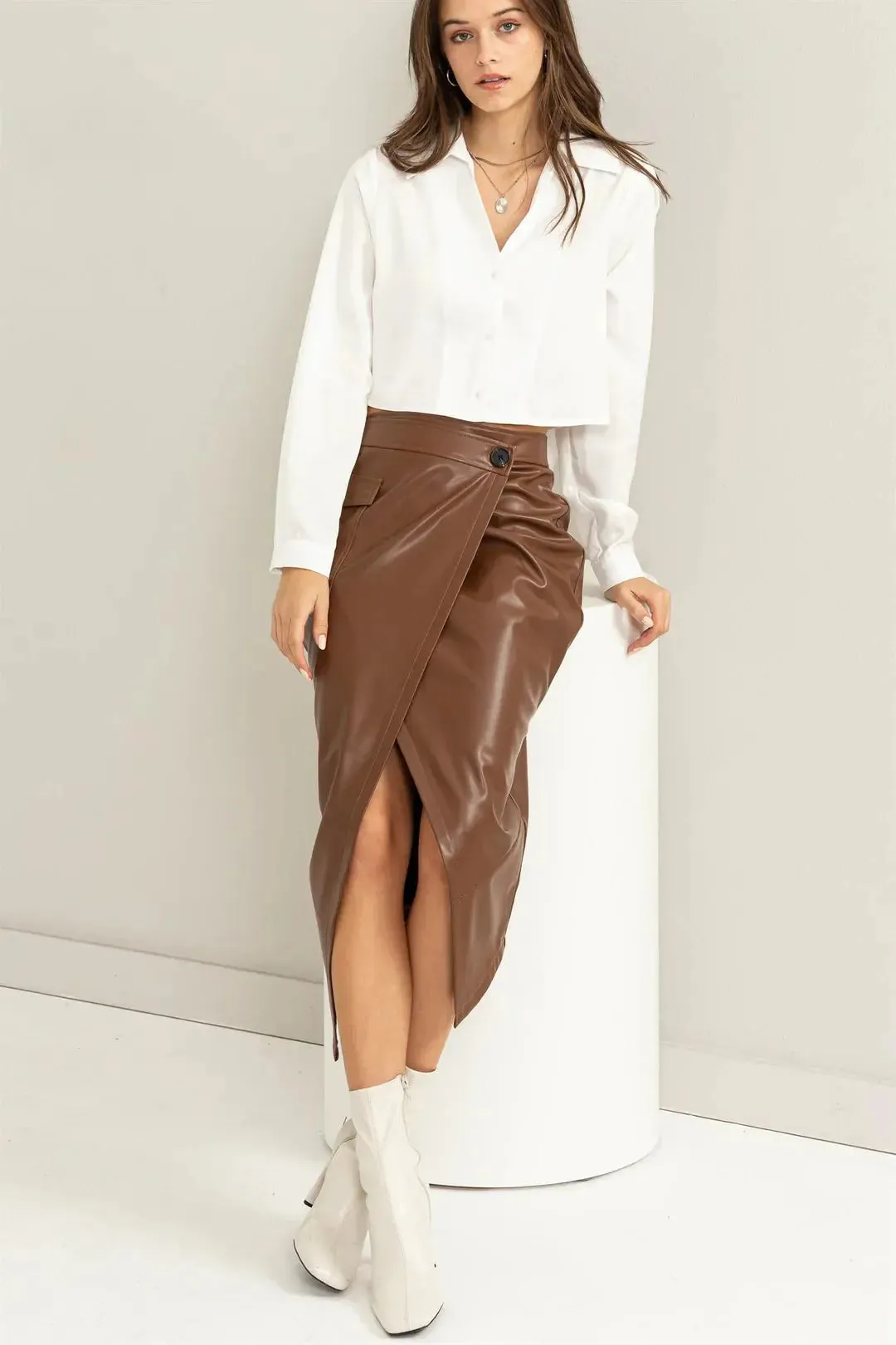 Hyfive Inc. Love Vibes High-Waisted Wrap Midi Skirt  Chic & Trendy Statement Piece