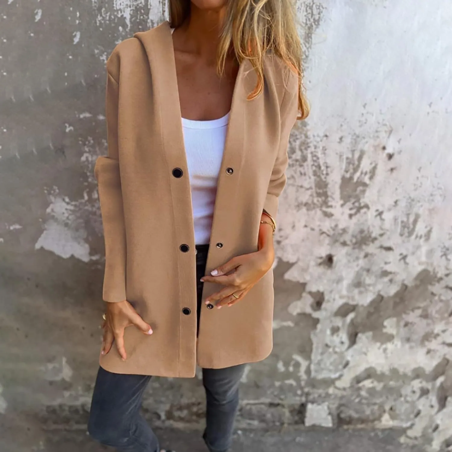 Jackets for Women Casual Single Breasted Hooded Jacket Long Sleeve Trench Coat 2024 Trendy Quilted Shackets