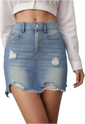 Jean Skirts for Women Denim Trendy High Waisted Mini Cargo Pockets Stretchy Short Skirt Country Concert Outfits