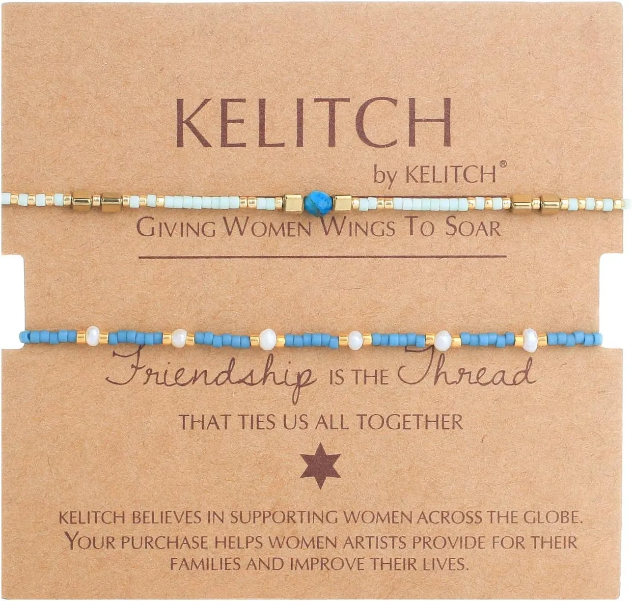 KELITCH 2 PCS Pearls Bracelets Women Friendship Seed Beaded Bracelets Stack Charm Bracelets Sets