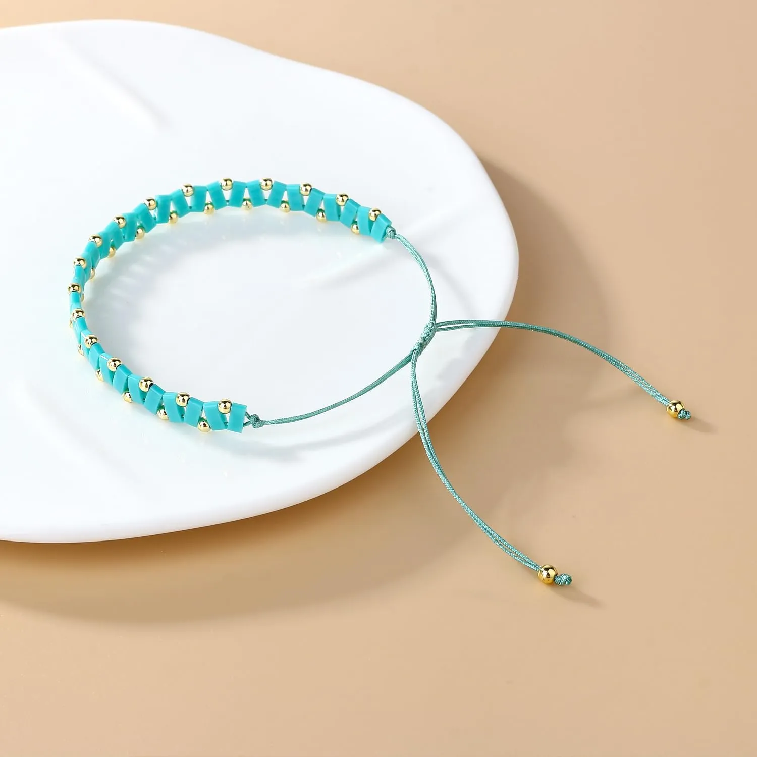 KELITCH Candy Color Tila Beaded Bracelets Handmade Sea Wave Strand Bracelets Women Beach Bracelets