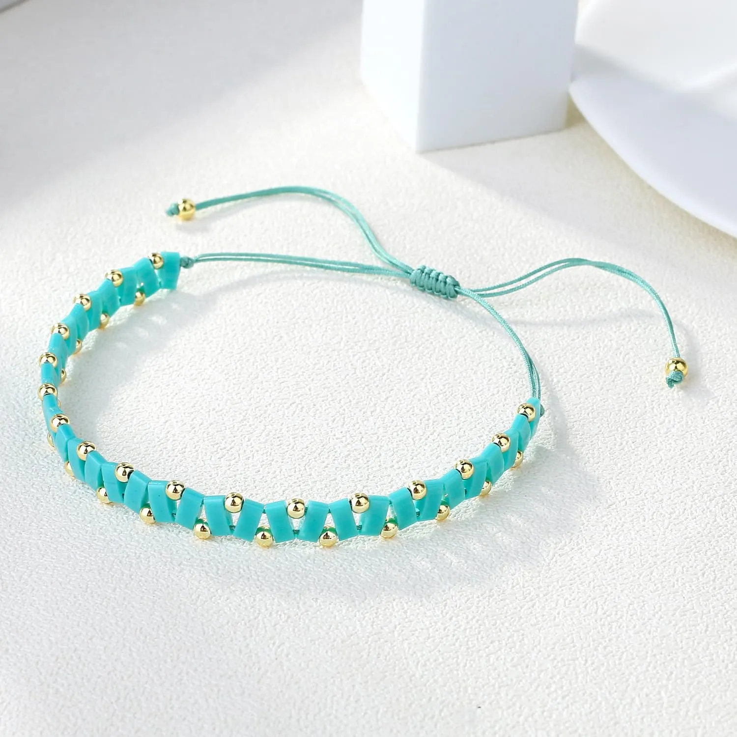 KELITCH Candy Color Tila Beaded Bracelets Handmade Sea Wave Strand Bracelets Women Beach Bracelets