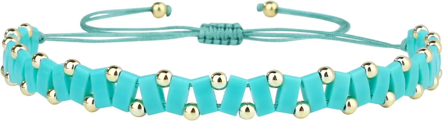 KELITCH Candy Color Tila Beaded Bracelets Handmade Sea Wave Strand Bracelets Women Beach Bracelets