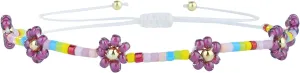 KELITCH Charm Flower Bracelets Candy Colors Beaded Bracelets Women Friendship Strand Bracelets - Purple 63A