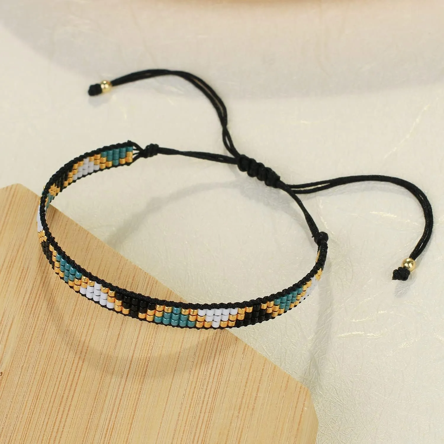 KELITCH Clear Miyuki Beaded Bracelets Handmade Friendship Strand Bracelets Charm Adjustment Bracelets Jewelry For Women