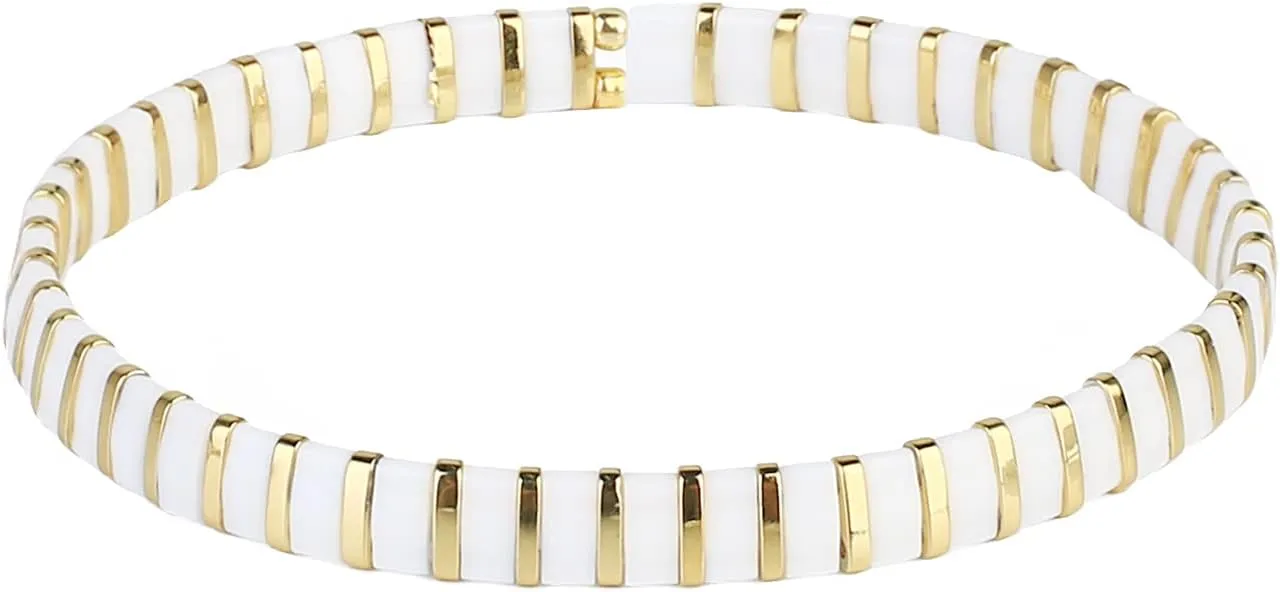 KELITCH Colorful Friendship Bracelets Tila Boho Stretch Bracelets Stackable Summer Beads Bracelets - 03F