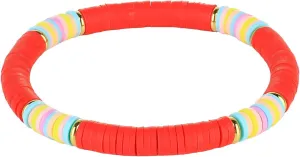 KELITCH Fashion Stretch Bracelets Rainbow Color Heishi Beads Bracelets Handmade Friendship Bracelets for Women