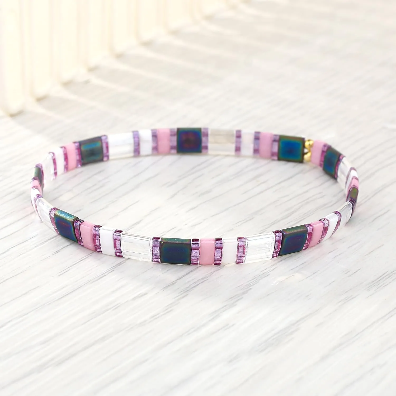 KELITCH New Miyuki Tila Bead Bracelets Charm Stretch Bracelets Stackable Wrap Bracelets for Women Jewelry