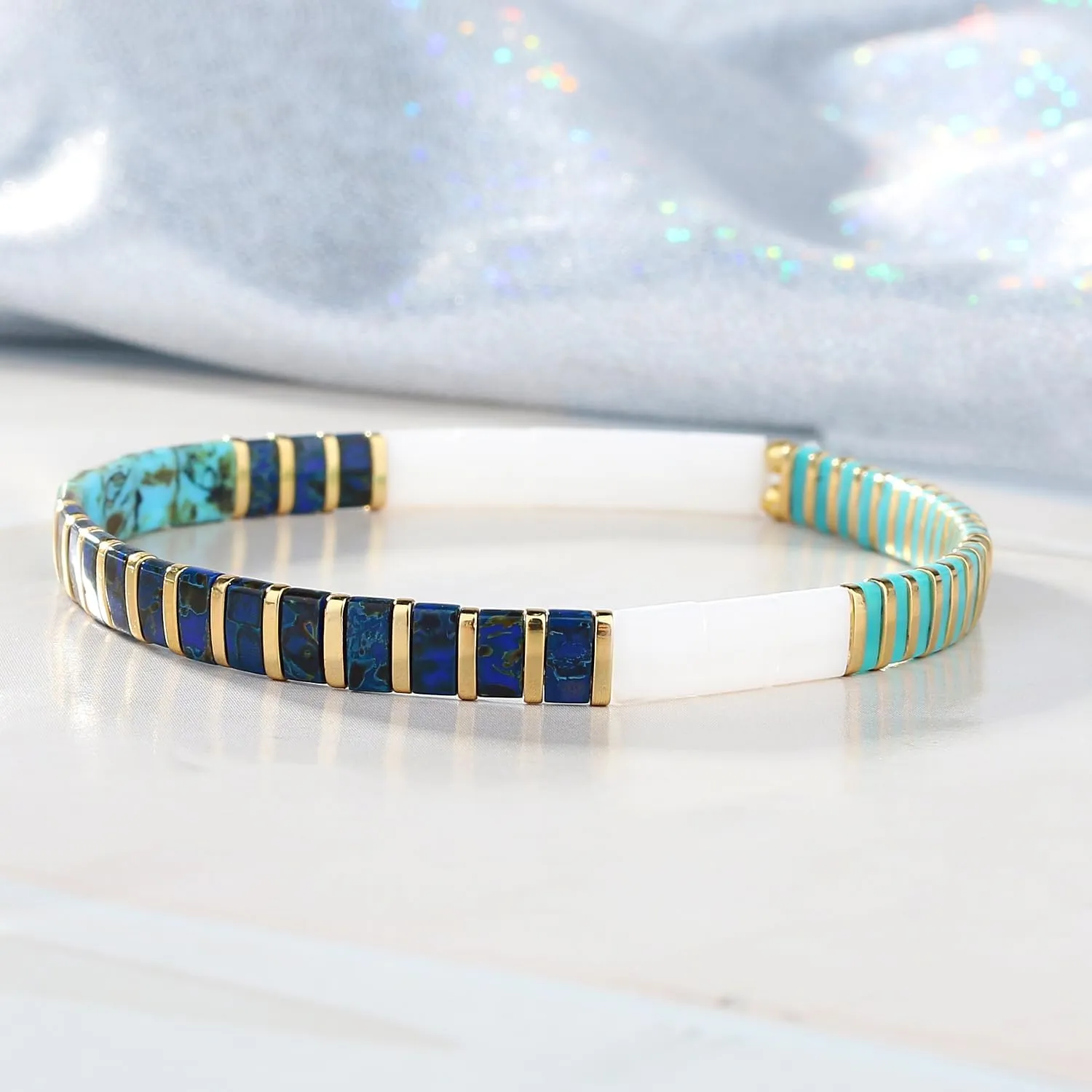 KELITCH New Miyuki Tila Bead Bracelets Charm Stretch Bracelets Stackable Wrap Bracelets for Women