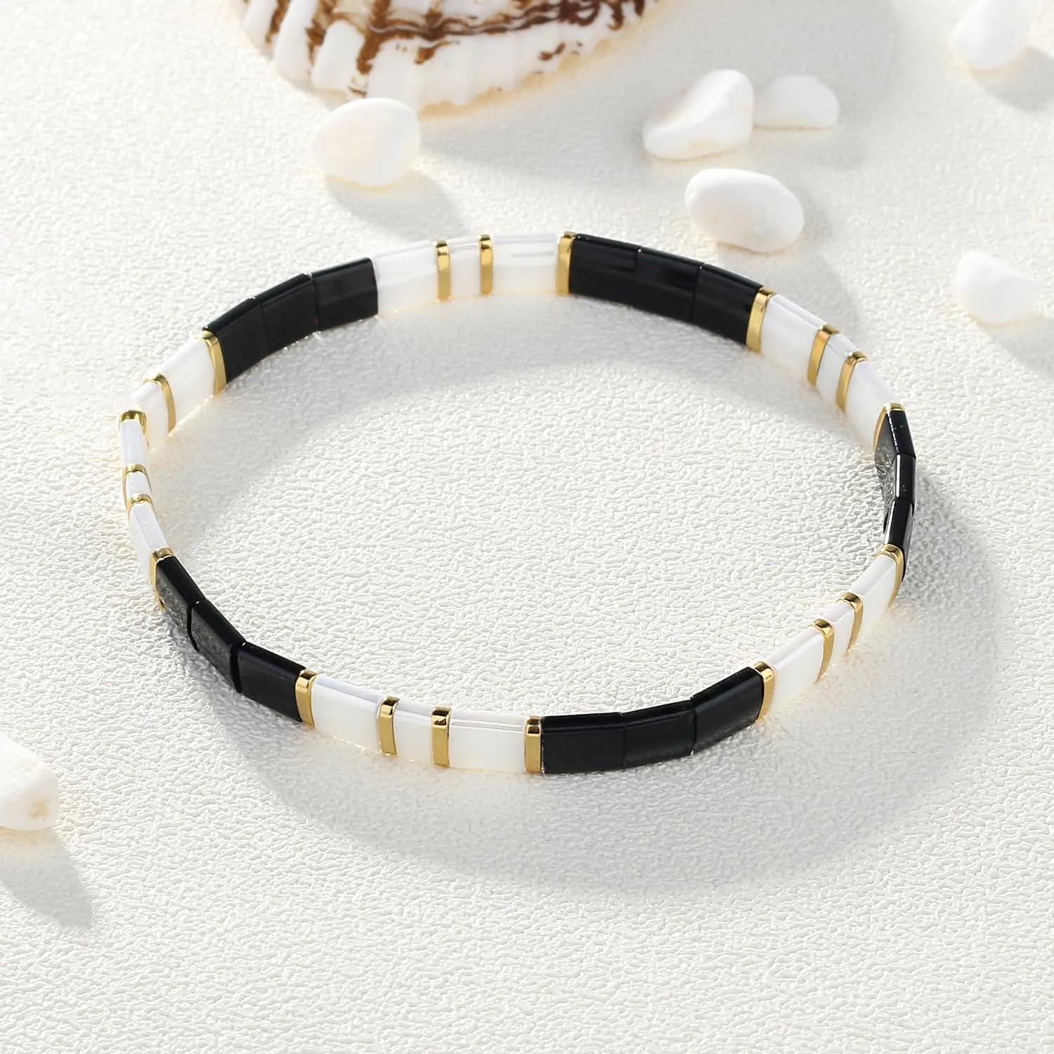 KELITCH New Miyuki Tila Bead Bracelets Charm Stretch Bracelets Stackable Wrap Bracelets for Women