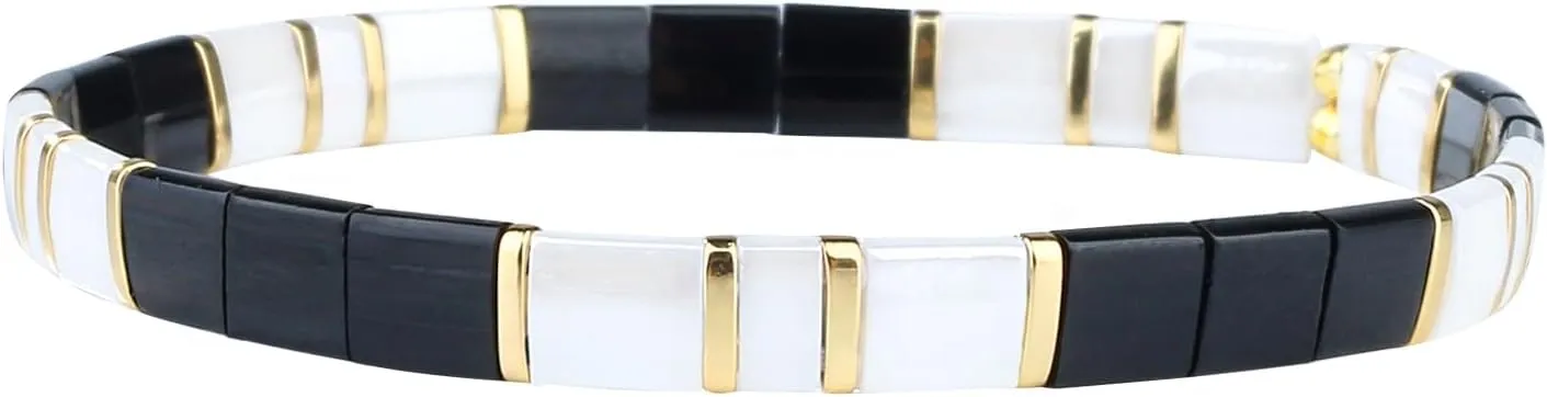 KELITCH New Miyuki Tila Bead Bracelets Charm Stretch Bracelets Stackable Wrap Bracelets for Women