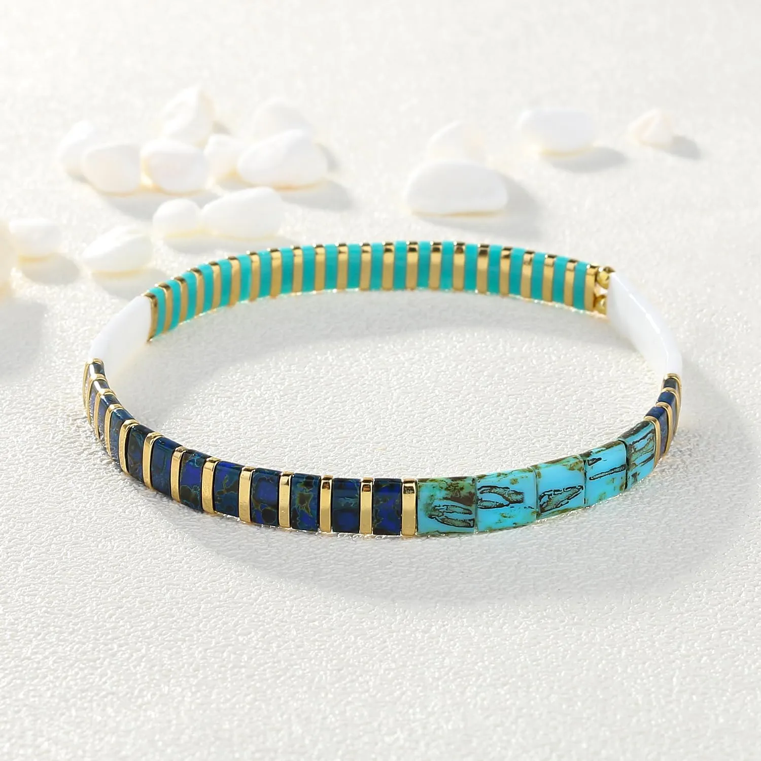 KELITCH New Miyuki Tila Bead Bracelets Charm Stretch Bracelets Stackable Wrap Bracelets for Women