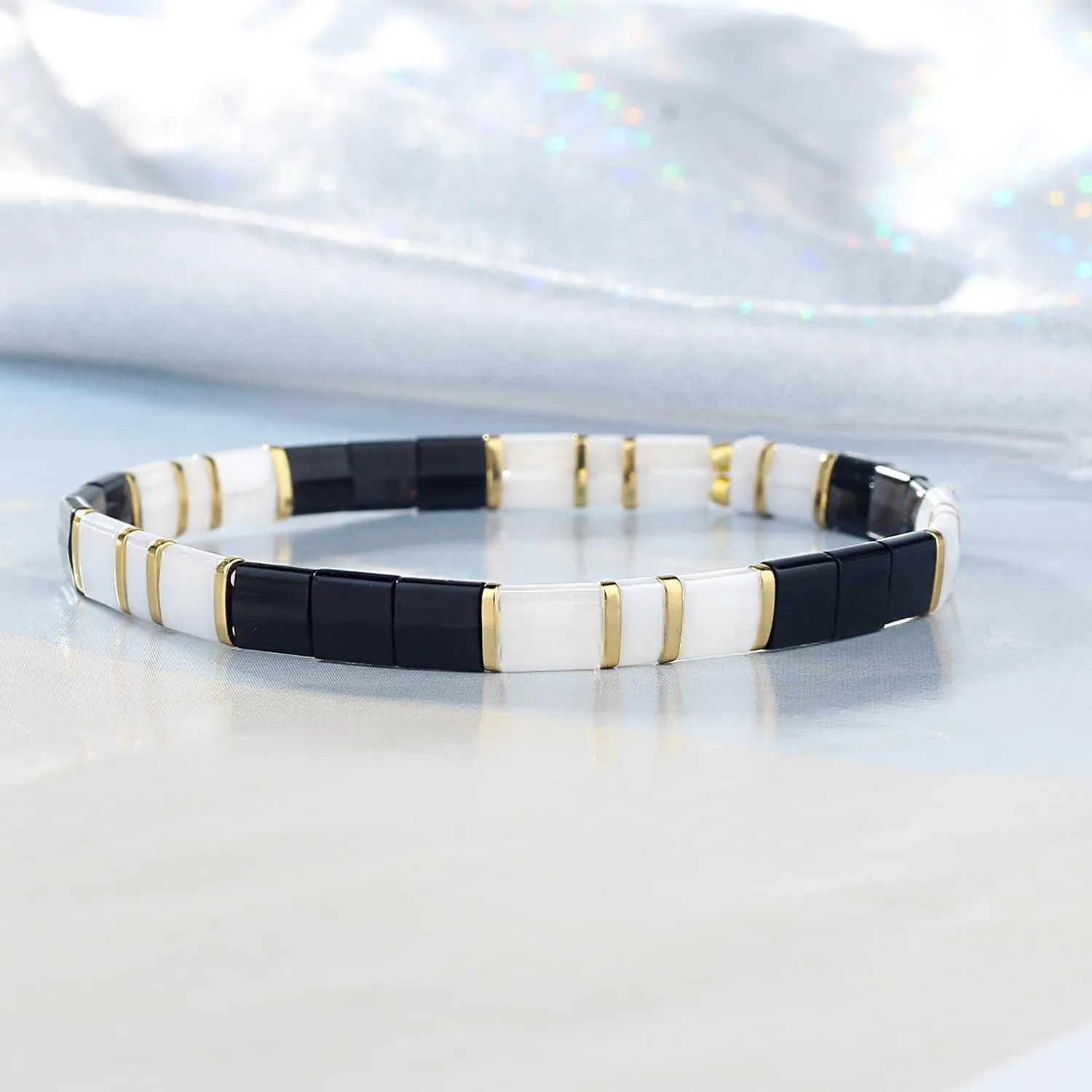 KELITCH New Miyuki Tila Bead Bracelets Charm Stretch Bracelets Stackable Wrap Bracelets for Women