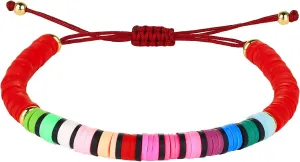 KELITCH New Strand Bracelets Rainbow Color Heishi Beads Bracelets Handmade Friendship Bracelets for Women