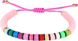 KELITCH New Strand Bracelets Rainbow Color Heishi Beads Bracelets Handmade Friendship Bracelets for Women