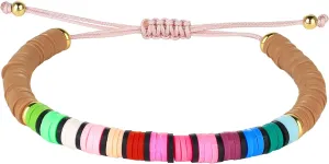 KELITCH New Strand Bracelets Rainbow Color Heishi Beads Bracelets Handmade Friendship Bracelets for Women