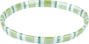 KELITCH Tila Beads Stretch Bracelets Wrap Friendship Bracelets Women Beach Bracelets - Green 12P
