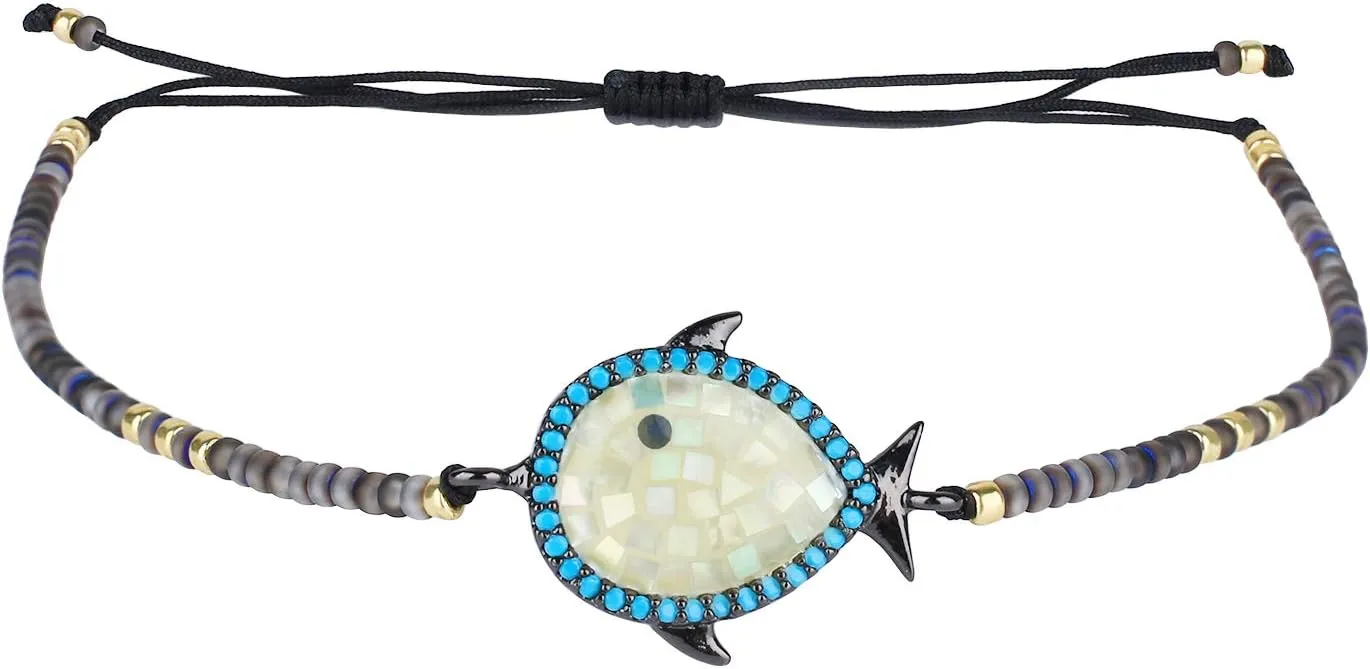 KELITCH Women Arrow Bracelets Abalone Shell Eyes Friendship Bracelets Cactus Strands Bracelets Adjustable Bracelet Bangles