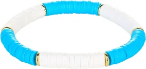 KELITCH Women Fashion Stretch Bracelets Colorful Heishi Beads Mixed Gold Disc Bracelets Handmade Friendship Bracelets