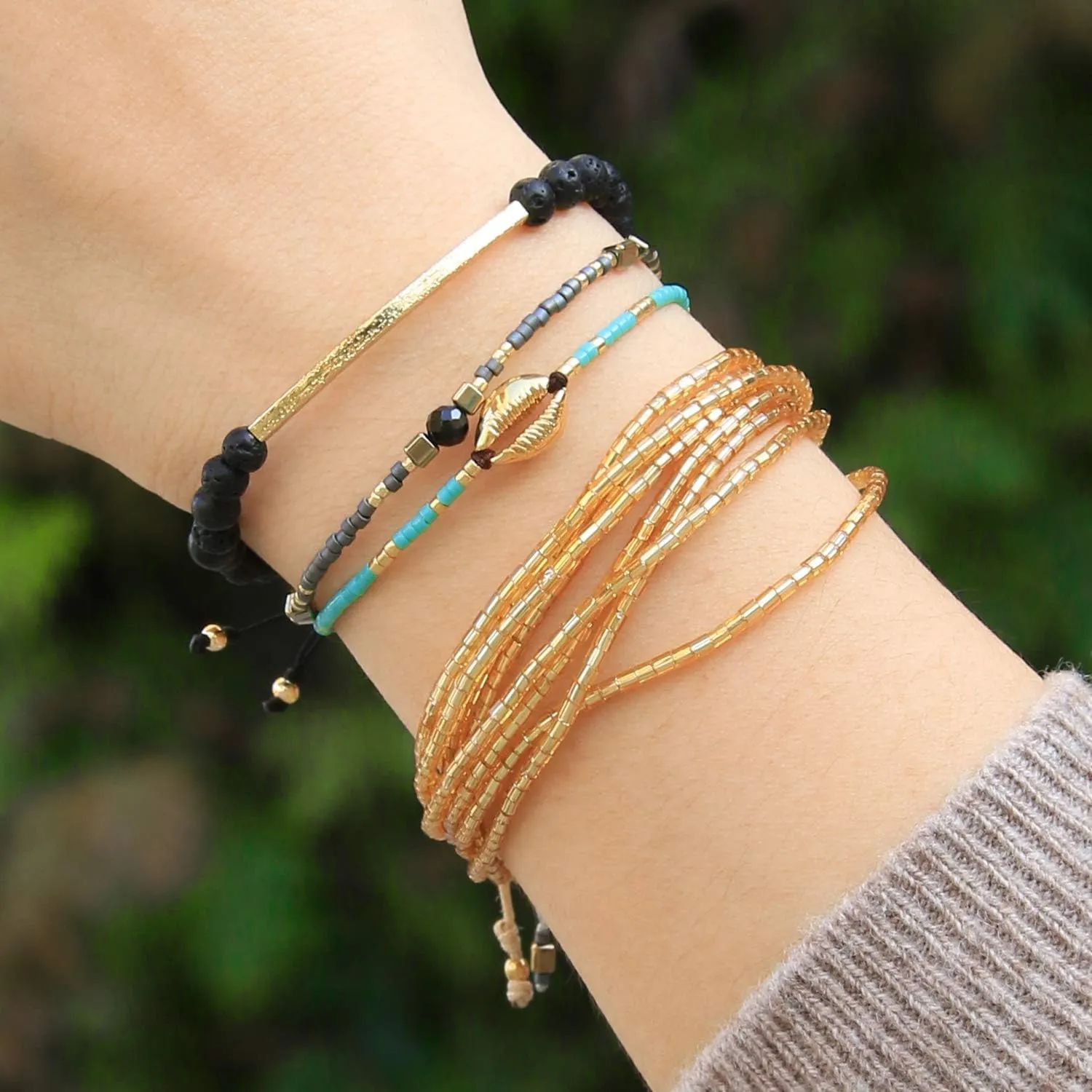 KELITCH Women Friendship Bracelets Agate Turquoise Strand Bracelets Gold Chic Snake Charm Bracelets