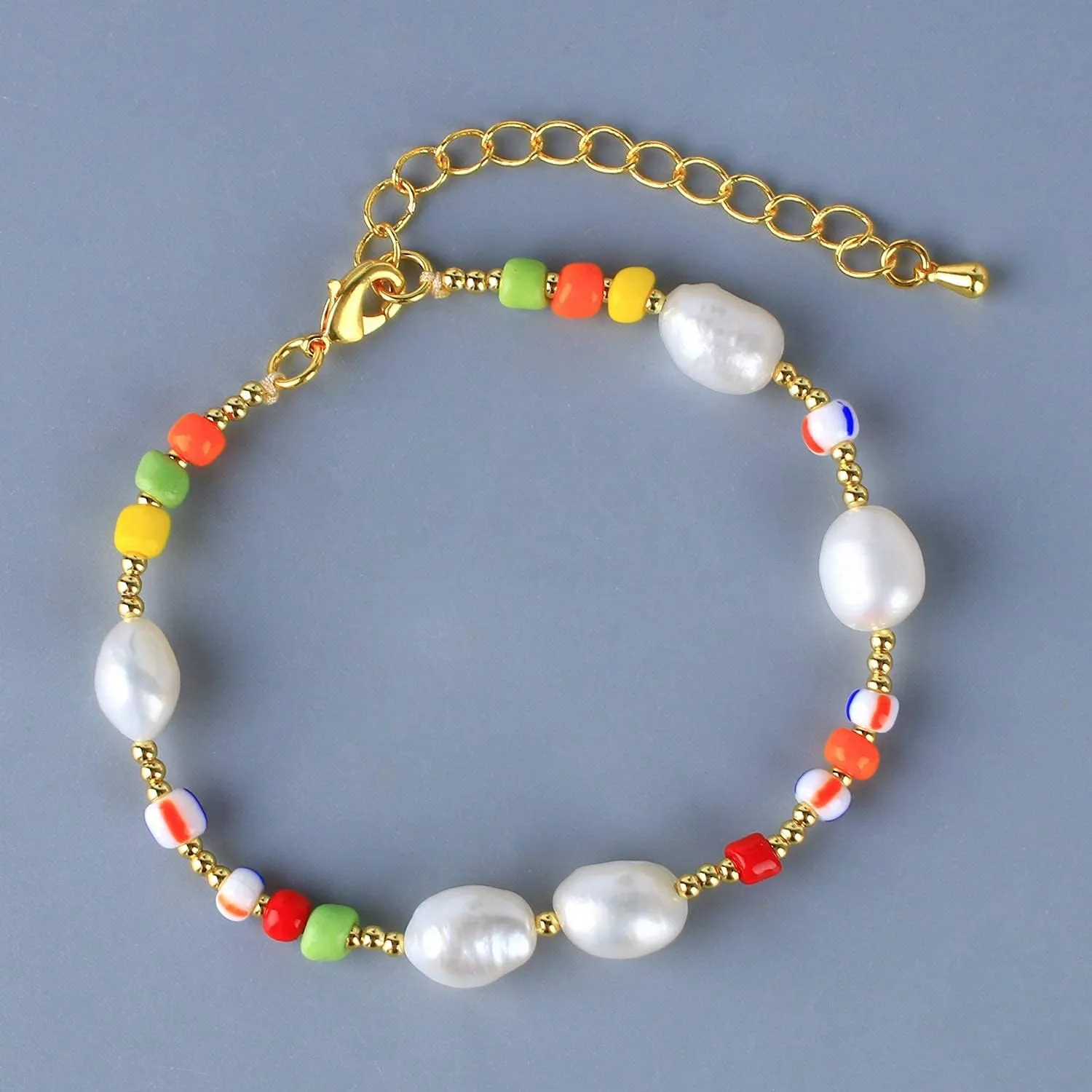 KELITCH Women Friendship Bracelets Miyuki Beads Bracelets Boho Shell Pearl Beads Strand Bracelets