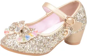 Kids Bowknot Girls Sandals Shoes Single Crystal Princess Bling Pearl Infant Baby Baby Shoes First Walking Shoes for Baby Girls (Gold, 5-5.5 Years Little Kids)