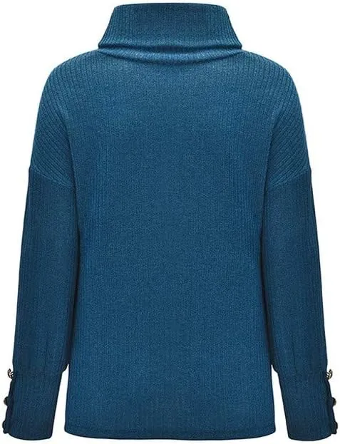 Knit Sweater for Women Blouses for Women Women's Long Sleeve Casual Trendy Oversized Turtleneck Knit Pullover Sweater Tops