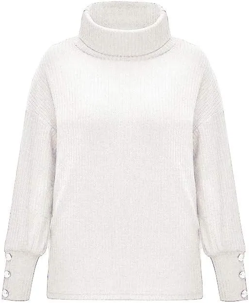 Knit Sweater for Women Blouses for Women Women's Long Sleeve Casual Trendy Oversized Turtleneck Knit Pullover Sweater Tops