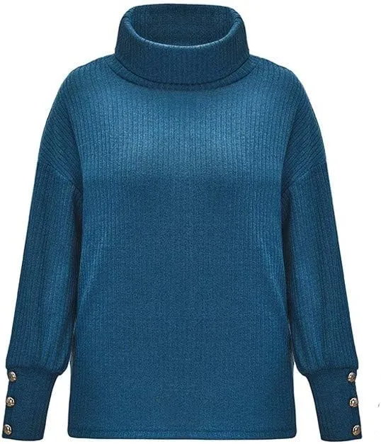 Knit Sweater for Women Blouses for Women Women's Long Sleeve Casual Trendy Oversized Turtleneck Knit Pullover Sweater Tops