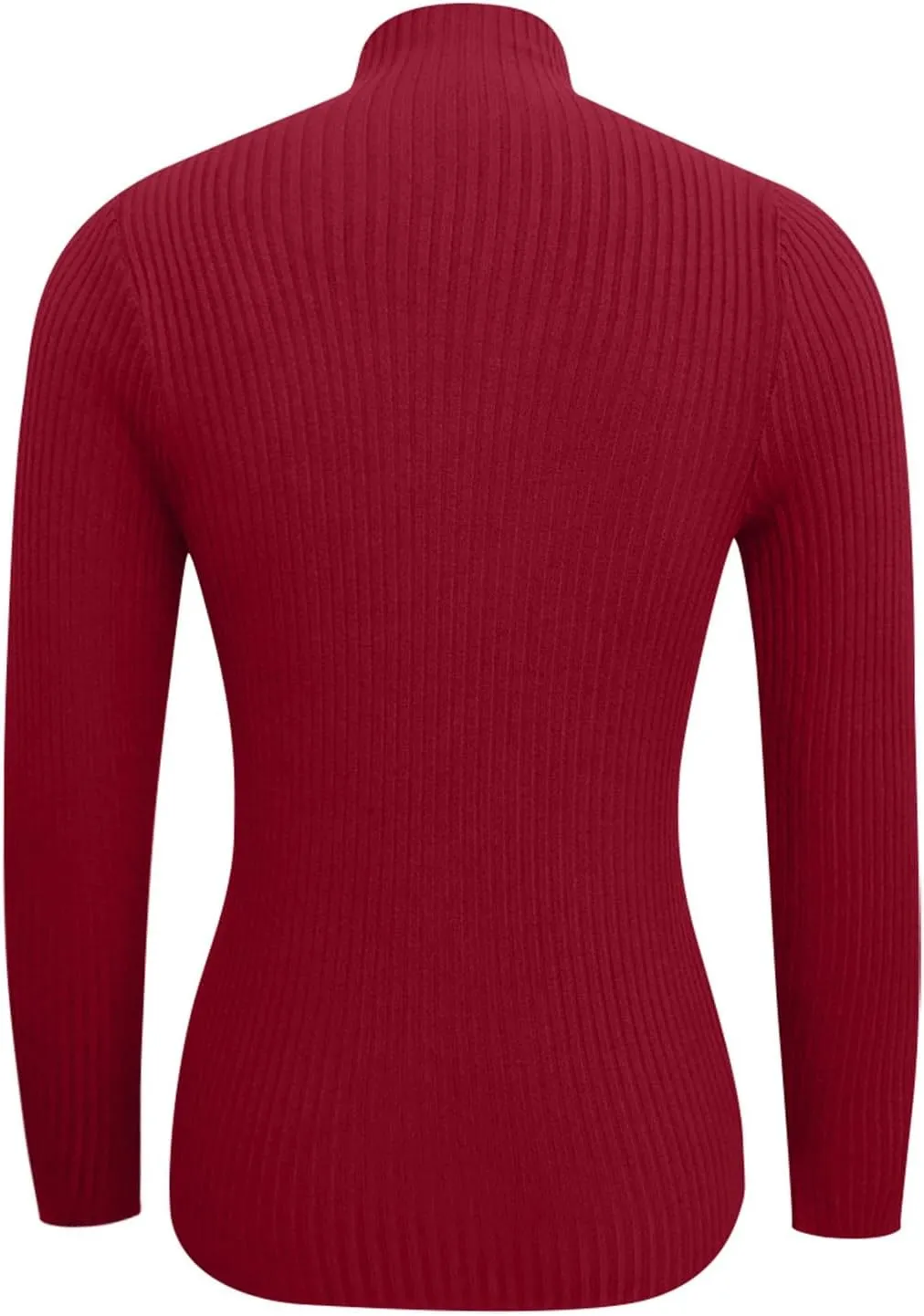 Knit Sweater for Women Long Sleeve Mock Neck Ribbed Knit Button Down Slim Tops Stretchy Casual Basic Pullovers