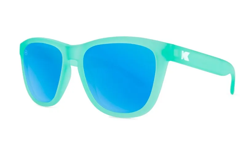 Polarized Premium Sunglasses for Adults - Frosted Rubber Mint Frame with Aqua Lenses by Knockaround