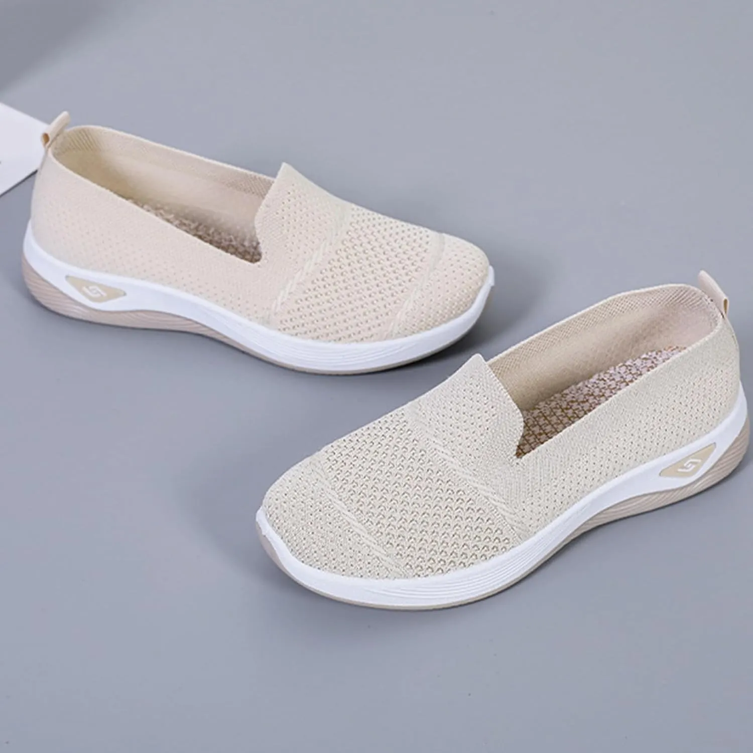 Kubbon Orthopedic Walking Shoes for Women Slip On Sneakers Mesh Up Stretch Platform Sneakers with Arch Support Diabetic Foam Shoes Lightweight Comfortable Breathable Shoe