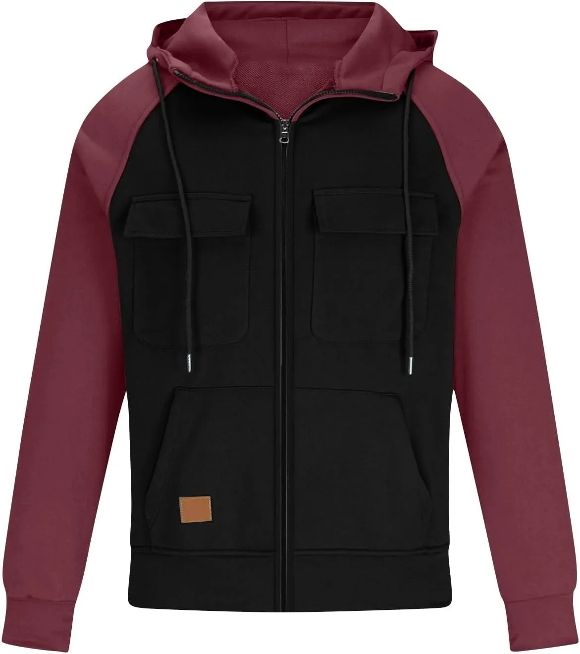 KUIOLYPOER Tactical Hoodies for Men Vintage Zip Up Long Sleeve Pullover Sweatshirt Loose Casual Cargo Hoodies with Pockets