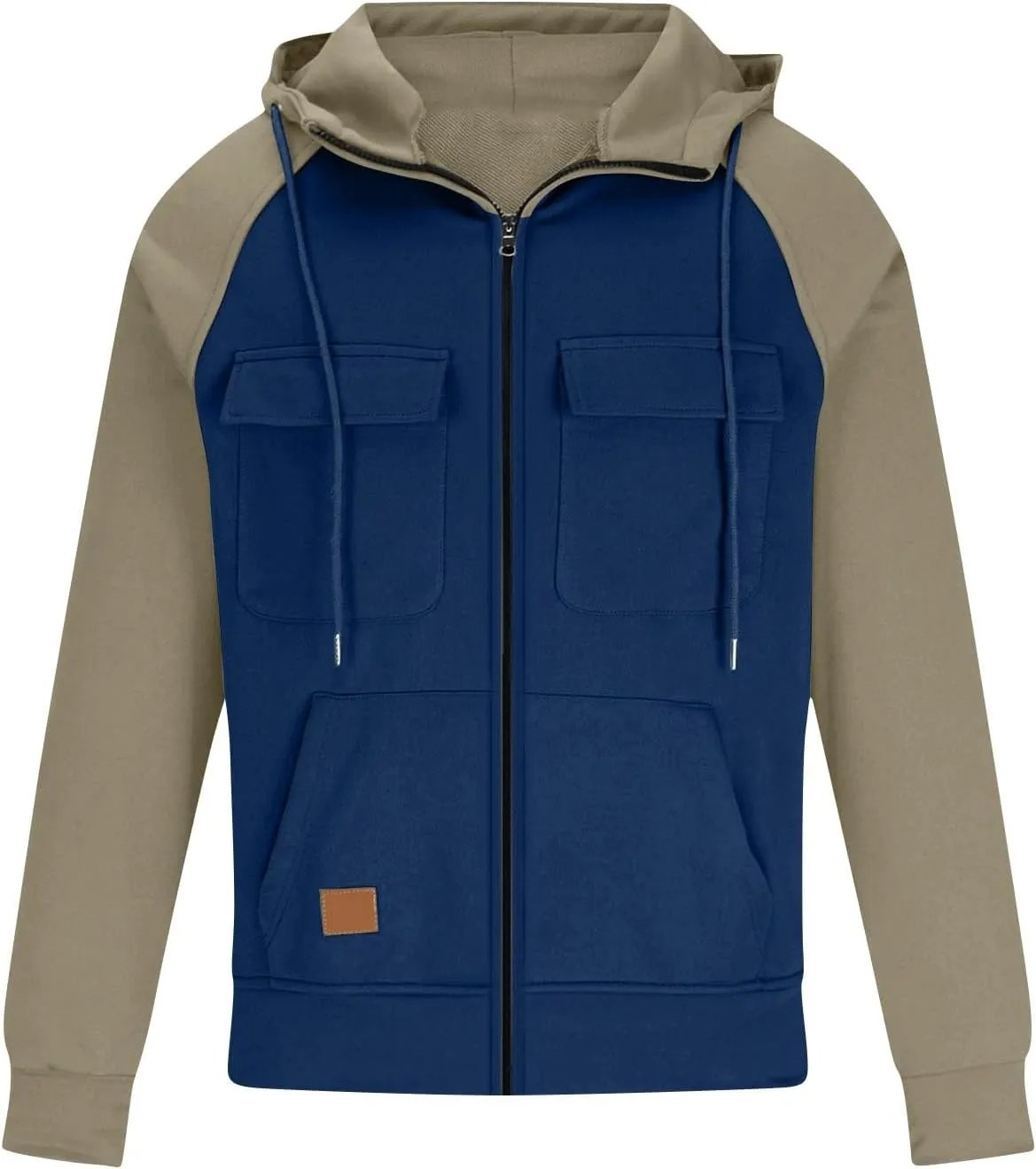 KUIOLYPOER Tactical Hoodies for Men Vintage Zip Up Long Sleeve Pullover Sweatshirt Loose Casual Cargo Hoodies with Pockets