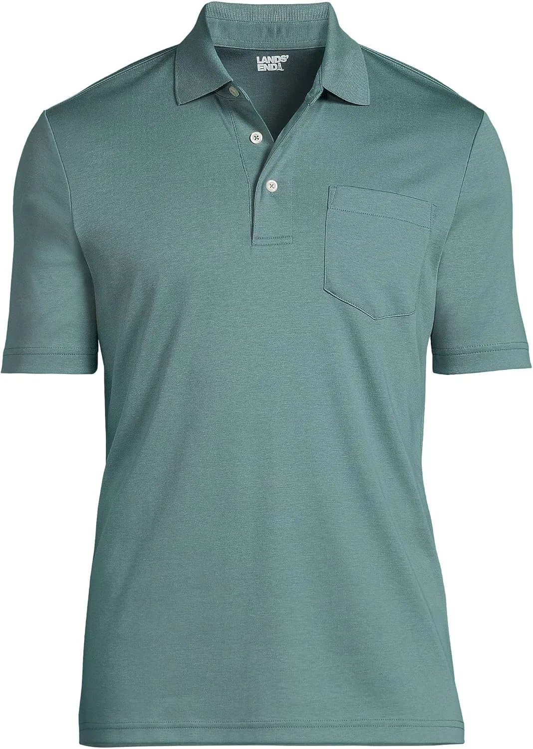 Lands' End Men's Short Sleeve American-Grown Supima Cotton Polo Shirt with Pocket
