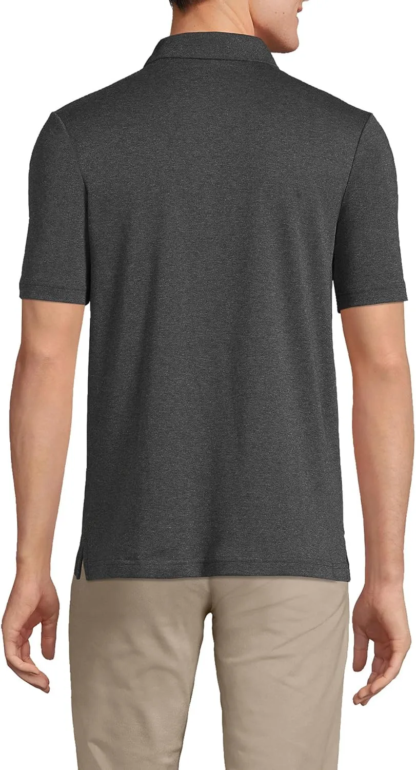 Lands' End Men's Short Sleeve American-Grown Supima Cotton Polo Shirt with Pocket