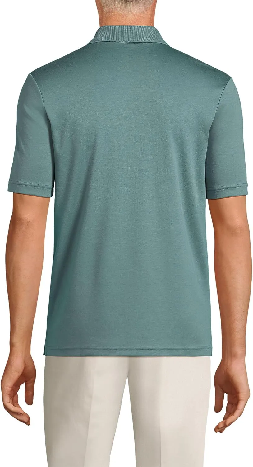 Lands' End Men's Short Sleeve American-Grown Supima Cotton Polo Shirt with Pocket