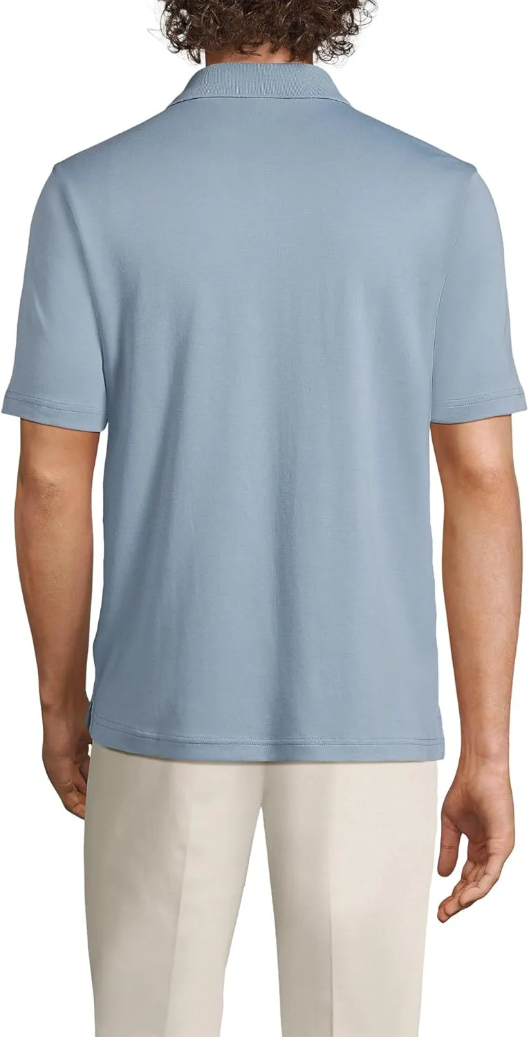 Lands' End Men's Short Sleeve American-Grown Supima Cotton Polo Shirt with Pocket