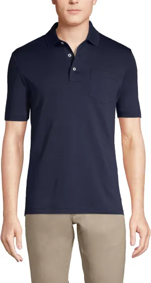 Lands' End Men's Short Sleeve American-Grown Supima Cotton Polo Shirt with Pocket