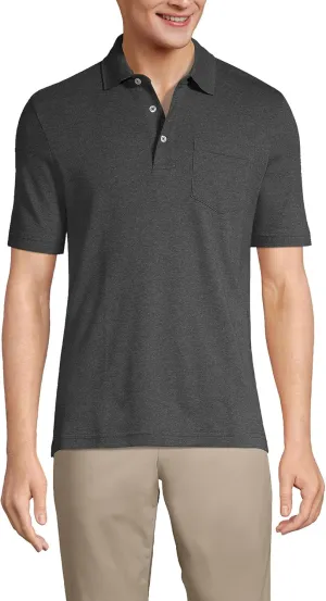 Lands' End Men's Short Sleeve American-Grown Supima Cotton Polo Shirt with Pocket