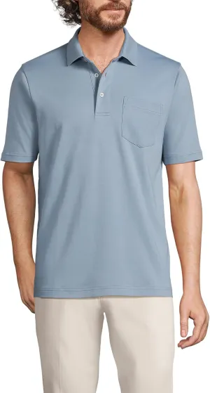 Lands' End Men's Short Sleeve American-Grown Supima Cotton Polo Shirt with Pocket