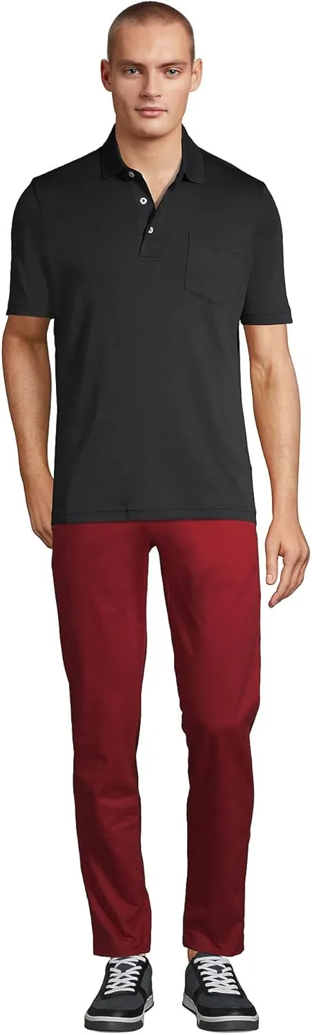 Lands' End Men's Short Sleeve American-Grown Supima Cotton Polo Shirt with Pocket