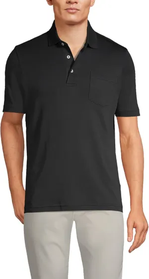 Lands' End Men's Short Sleeve American-Grown Supima Cotton Polo Shirt with Pocket