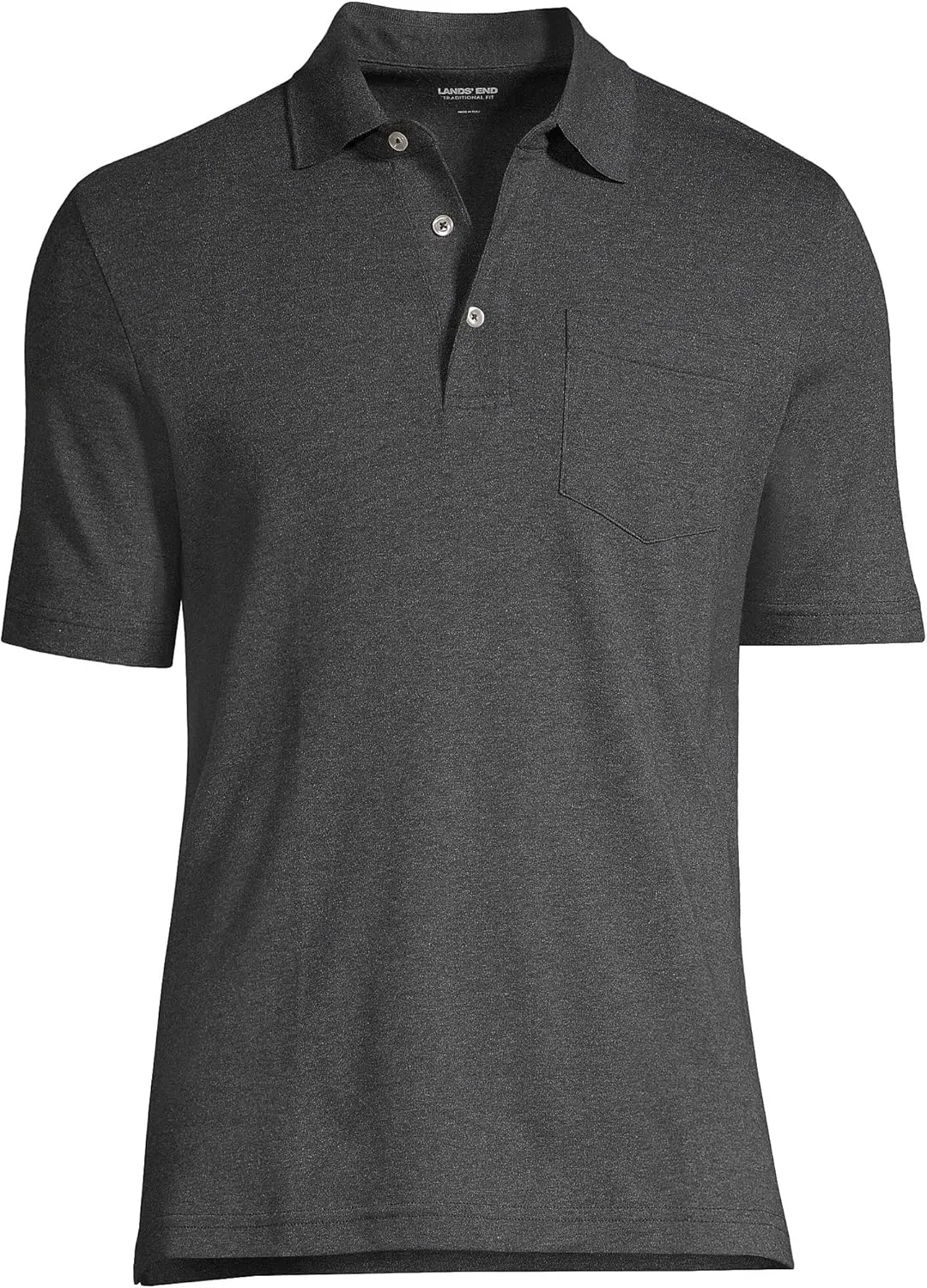 Lands' End Men's Short Sleeve American-Grown Supima Cotton Polo Shirt with Pocket