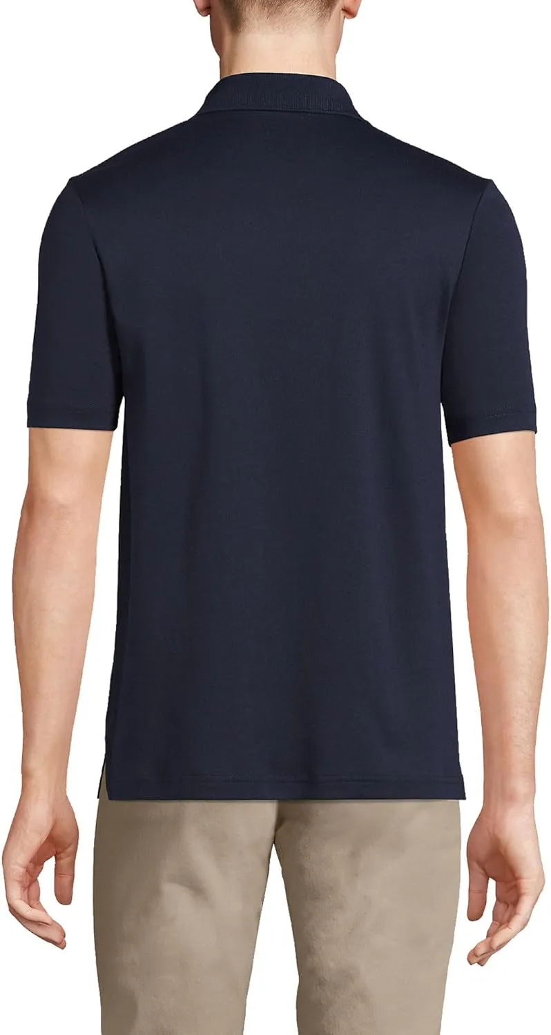 Lands' End Men's Short Sleeve American-Grown Supima Cotton Polo Shirt with Pocket