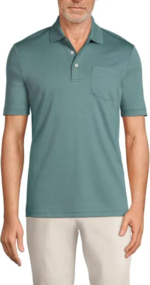 Lands' End Men's Short Sleeve American-Grown Supima Cotton Polo Shirt with Pocket
