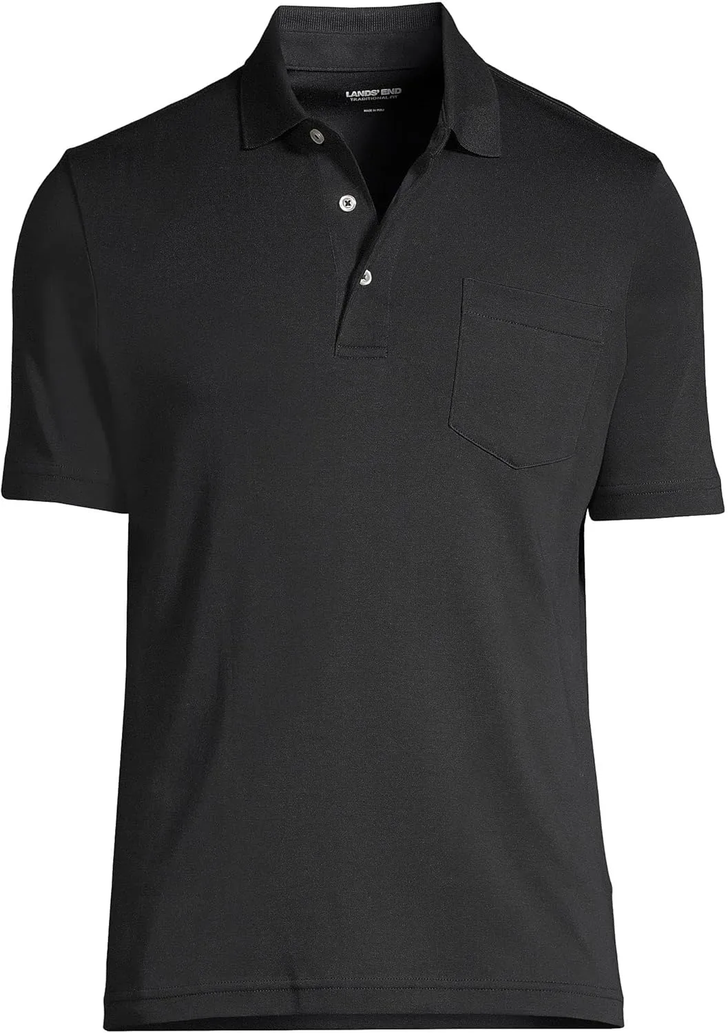 Lands' End Men's Short Sleeve American-Grown Supima Cotton Polo Shirt with Pocket